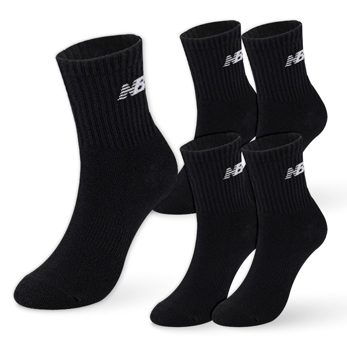 뉴발란스 스탠다드 중목 양말 5팩 NBDSDMDL