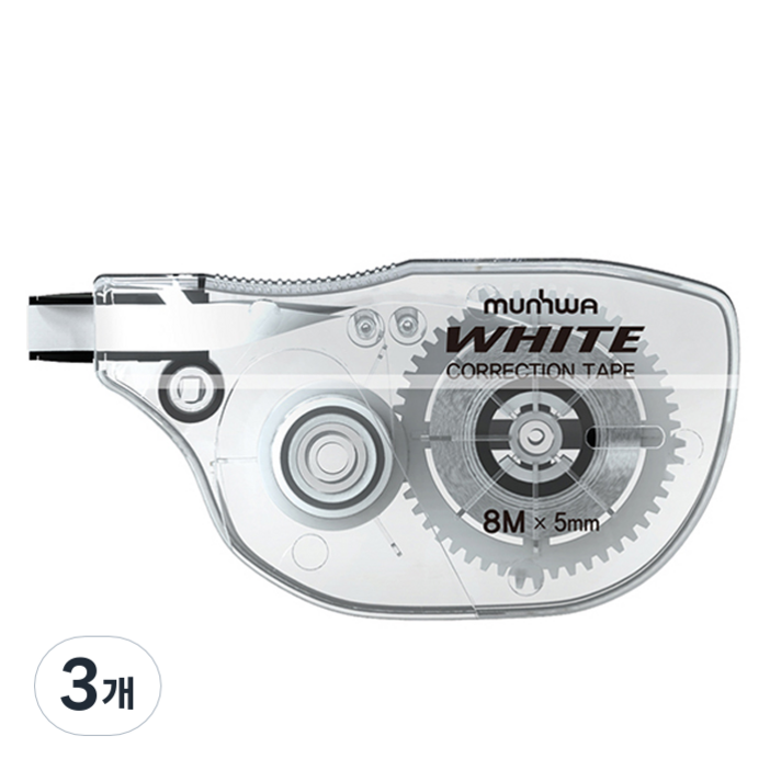 문화연필 수정테이프 5mm x 8M, 화이트, 3개 문화연필 수정테이프 5mm x 8M, 화이트, 3개