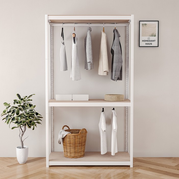 홈던트하우스 국내 제조 스피드랙 업그레이드형 홈던트하우스 무볼트 조립식 행거, 화이트