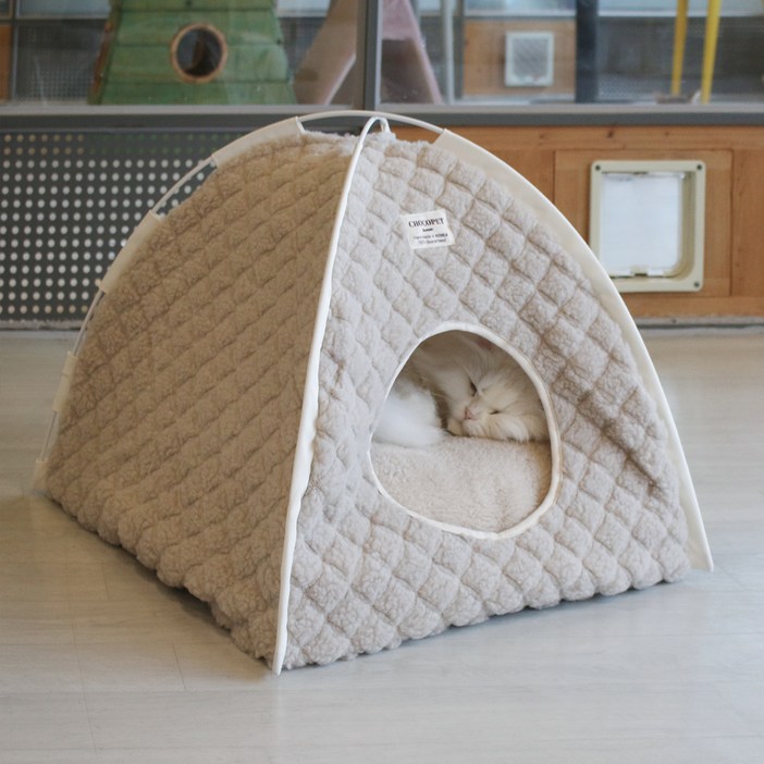 초코펫하우스 고양이 단열 보온 온돌 숨숨집 일반형, 베이지, 1개