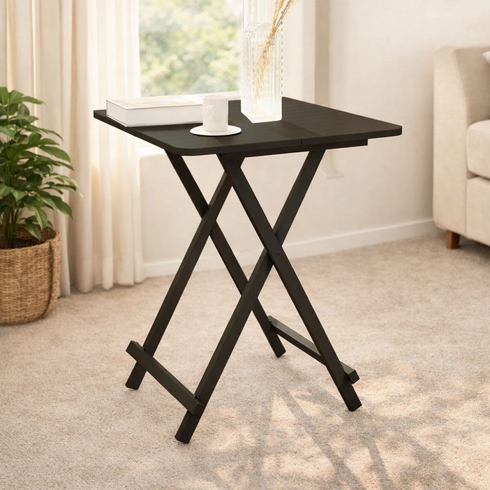 가구느낌 2인 철제 폴딩 홈 테이블 650 x 650 mm