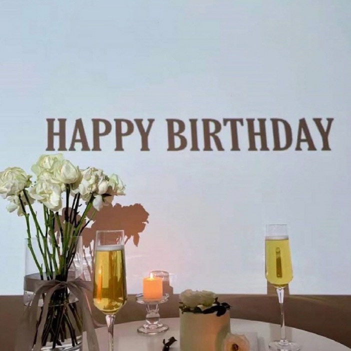 프랑온드 홈파티 생일 프로젝터 감성 파티용품 미니빔 베이지 레터링, 레터링, 1개