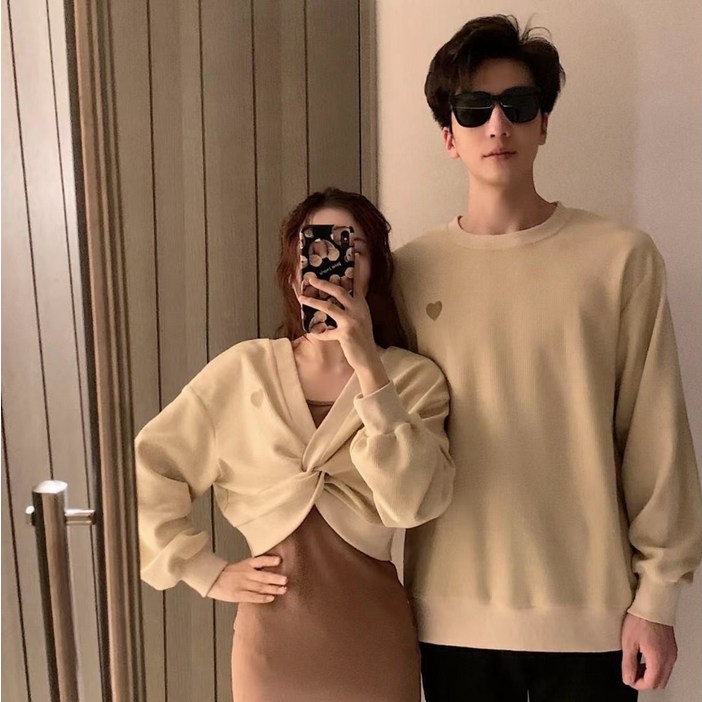 커플룩 하트 투피스 여 원피스 남 맨투맨 커플룩