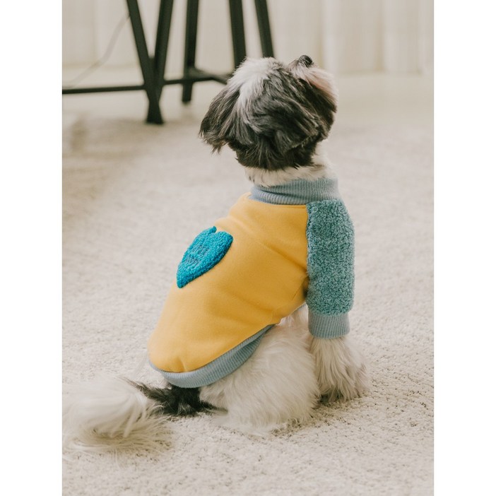 스캠퍼 강아지 슈퍼 해피 기모 나그랑 티셔츠, 옐로우, 1개