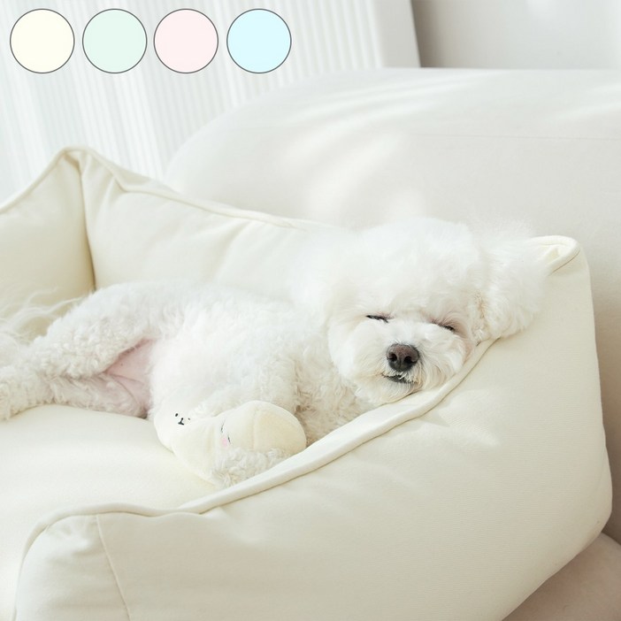 펫테일 퐁슈 크림 강아지 방석 커버 분리형 16가지 색상 조합 국산 사계절 턱받침 울타리형 쿠션, 1개, 버터크림