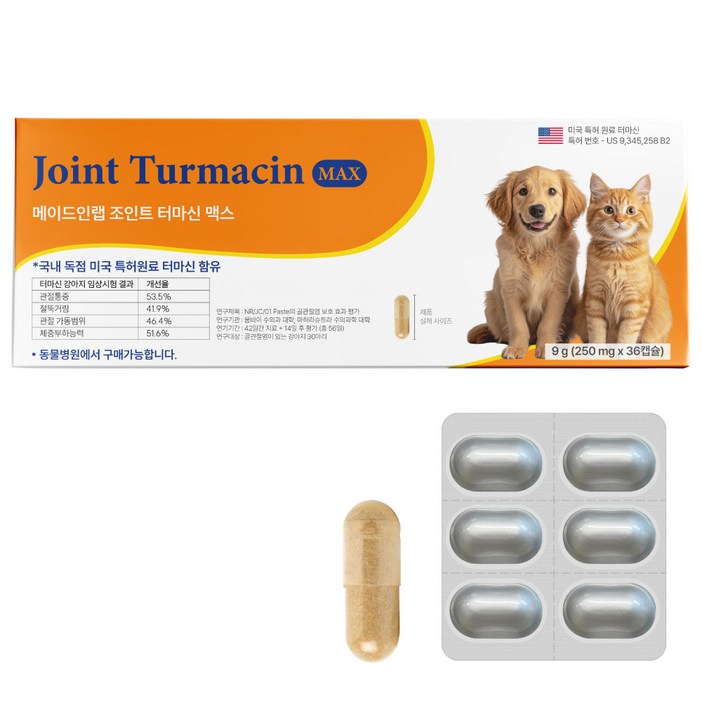 메이드인랩 조인트 터마신 맥스 강아지 관절영양제, 1세트, 뼈관절강화, 36정