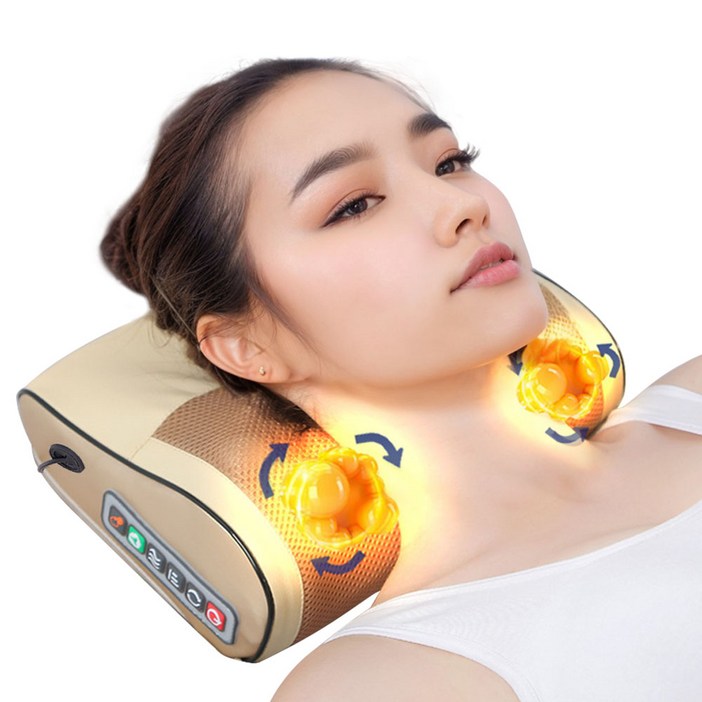 Garrl 목 어깨 마사지기 베개마사지기 안마기 안마베개 주무름 온열 6개 조작 버튼 골드 블루 레드