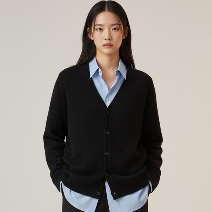루타미 울100% 클래식 브이넥 가디건