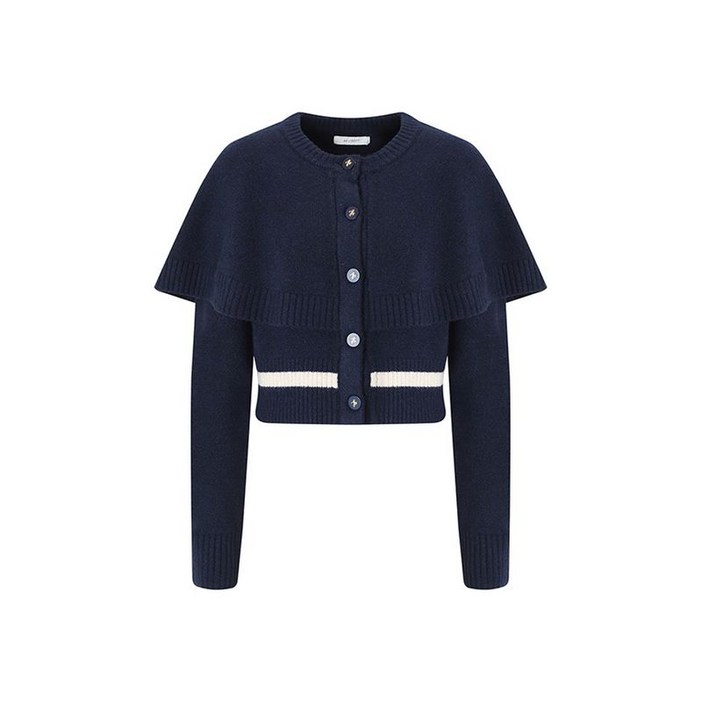 JJ지고트 케이프 배색 니트 카디건 GRCP1CD501