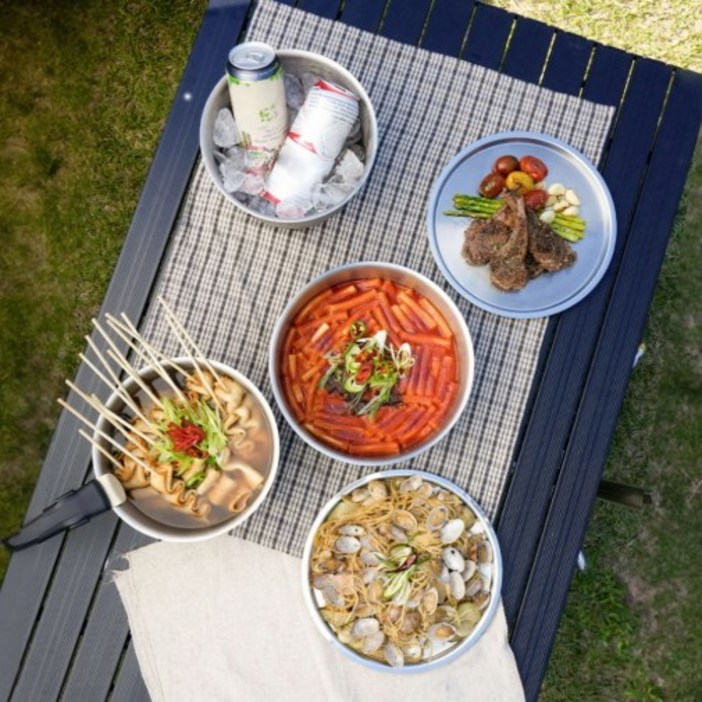 롤스보일 스텐304 통3중 후라이팬 냄비 접시 코펠세트 12P 전용 파우치 증정 캠핑용품, 1세트, 단일색상