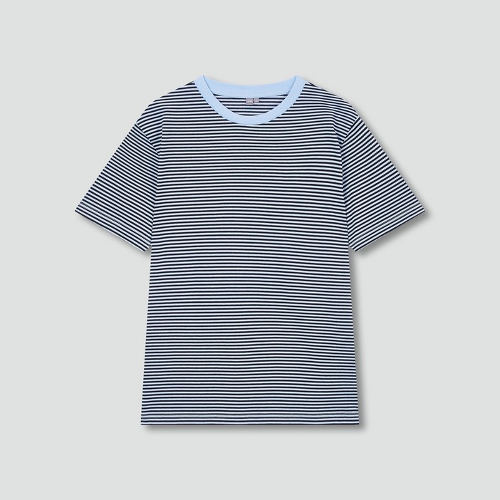 JAJU자주 남 스마트 코튼 반팔 티셔츠다크 블루