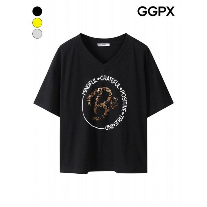 GGPX 레오파드 레터링 반팔 티셔츠 GP4TS011F