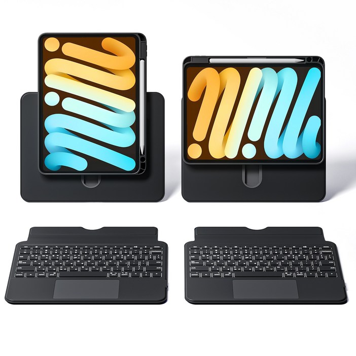 AITEWO 아이패드 분리형 키보드 케이스 매직키보드 360도회전 펜슬 수납 맥세이프 백라이트 프로 234567 세대 에어 10.9 11 12.9 13인치 M2 M3 M4, 블랙, 1개