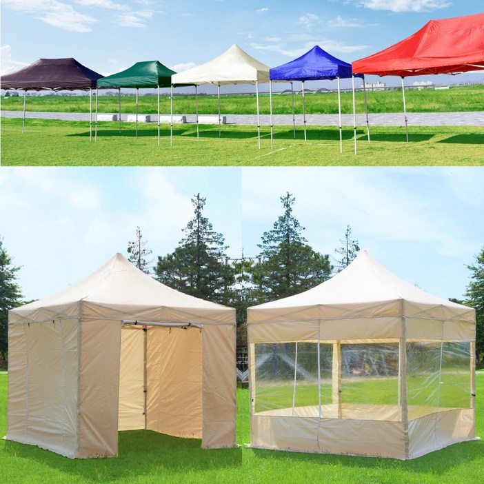 세모천막 접이식 캐노피 천막 행사용 이동식 테라스 바람막이 옥상 포차, 블루