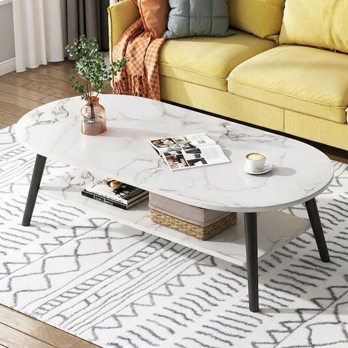 Tixpra 거실 테이블 라운드 테이블 리빙 소파 모던 간이 거실 라운드 리빙 선반 테이블