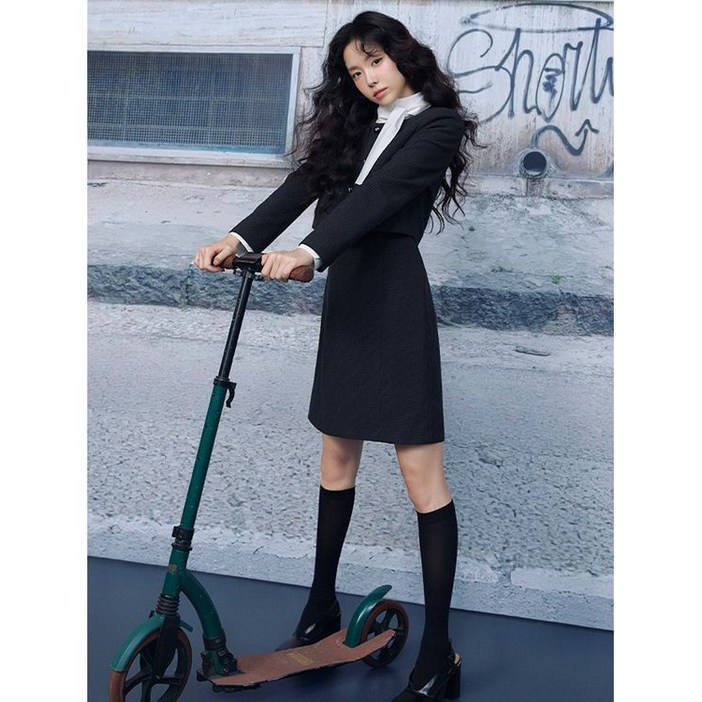 JJ지고트 타이넥 레이어드 트위드 원피스 재킷세트 GRAA0OP331 962415