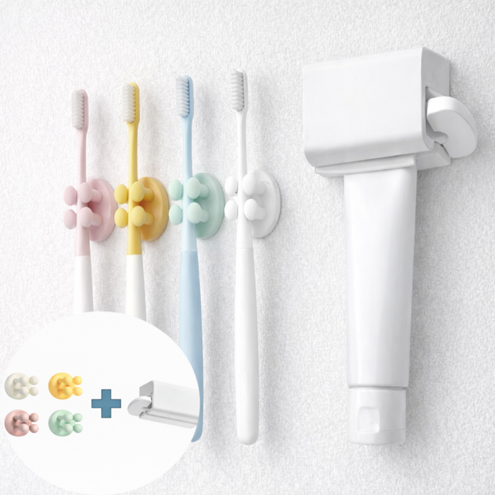 네오mro 칫솔 걸이4p 치약 자석 짜개1p