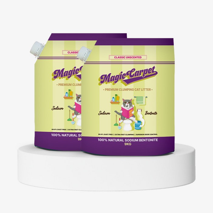 매직카펫 오리지널 중간입자(클래식) 9kg x 2개세트 고양이모래 18kg 대용량