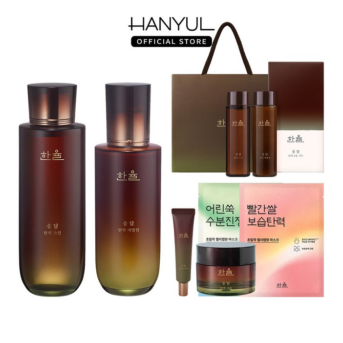 [내일도착/스킨+에멀전 추가증정]한율 송담 탄력 기초 세트(스킨+에멀전+아이크림+크림)