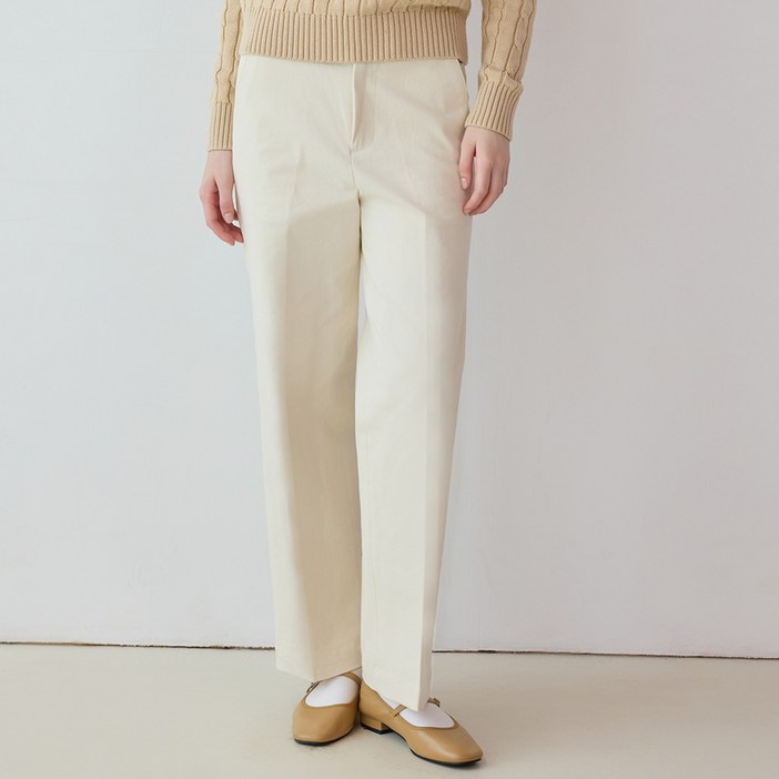 라파클럽 여성 면 트윌 정장 롱 팬츠 스탠다드 핏 바지