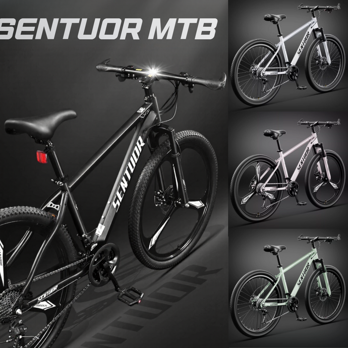 센투어 MTB 자전거 출퇴근 산악 바이크 입문용 엠티비 충격흡수 오프로드 성인 학생, 1개, 174cm, 다크그레이 삼날휠(충격흡수)