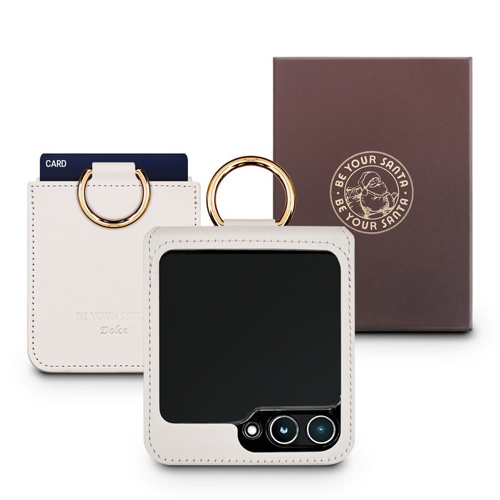 갤럭시 Z플립6 케이스 이태리 천연가죽 힌지보호 카드수납 링 루나케이스, 돌체케이스