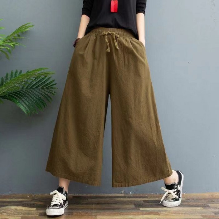 여성 통바지 여름 봄 가을 치마 린넨 고무  바지 팬츠 8부