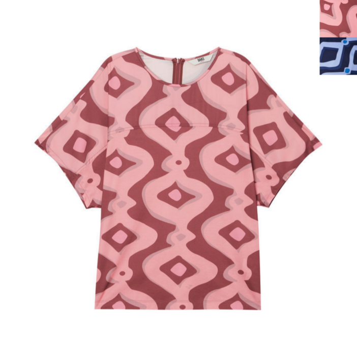 닥스 기하학 반팔 티셔츠 밑단 밴딩 면 100 반팔티