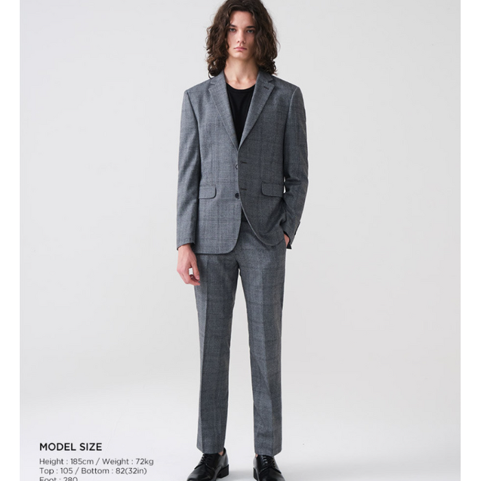 에스티코 STCO 브랜드최저가할인 정장셋트159000원 울혼방 글렌 체크정장 그레이컬러 클래식핏