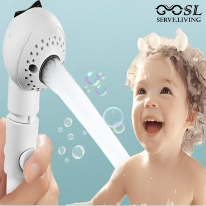 에스엘 아기 샤워기 헤드 초경량 저자극 거품, 화이트, 1개