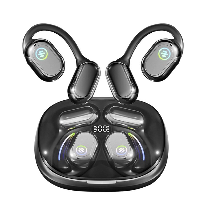 헤몬팜 오픈이어 무선 이어폰 블루투스 이어폰 충전식 골전도 이어폰, 블랙,1개