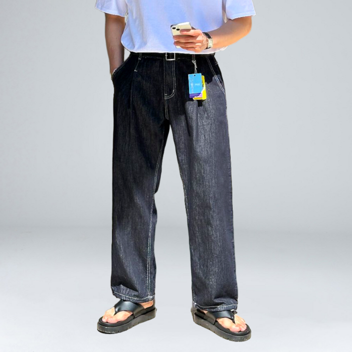 이황에프엔씨 남성용 논페이드 이염없는 생지 청바지 와이드 데님 팬츠