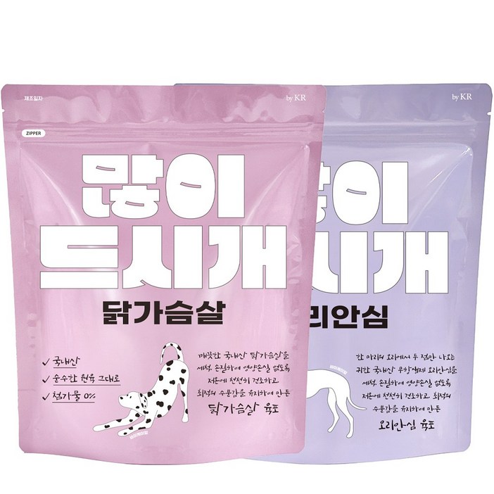많이드시개 대용량 국내산 애견 수제간식 닭가슴살 400g 오리안심 300g 강아지간식, 2개