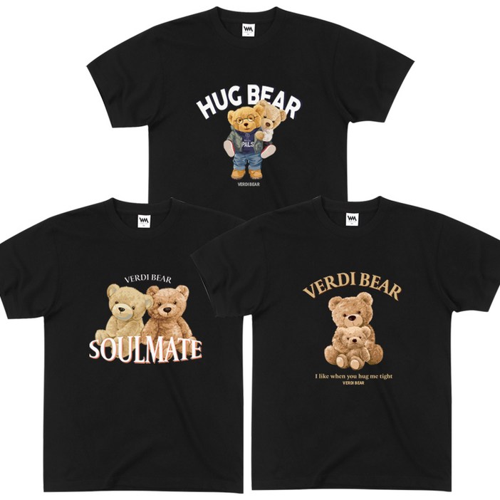 곰돌이 러블리 111 베이직핏 반팔 티셔츠 20수 여성 남자 반팔티 3장