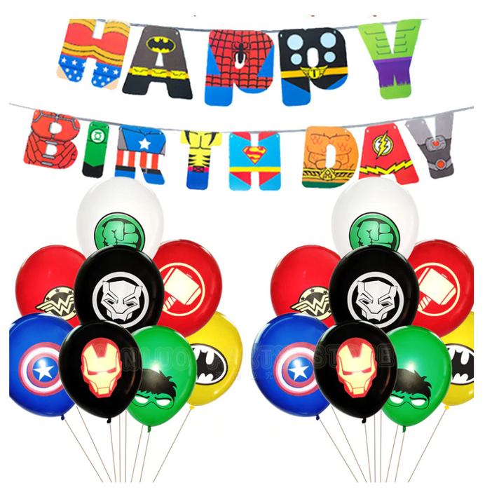 어벤져스 마블 가랜드 다발 풍선 세트 히어로 어린이집 유치원 아들 특별한 생일 축하 장식, 1세트