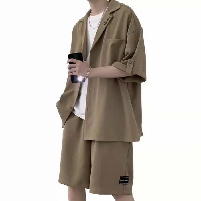 셀럽당 남성용 패션 캐주얼 정장세트 FAWEH 여름 반팔 반바지 세트무료배송 A01933