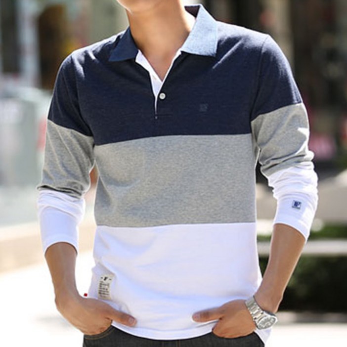 블루포스 남자 BG크렌스 긴팔 카라티 남성 배색 티셔츠 단체티 가을 골프티