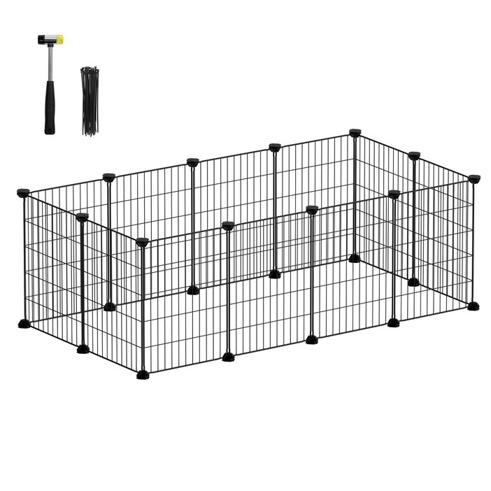 SONGMICS 반려동물 조립식 튼튼한 안전한 실내용 철제 울타리 펜스