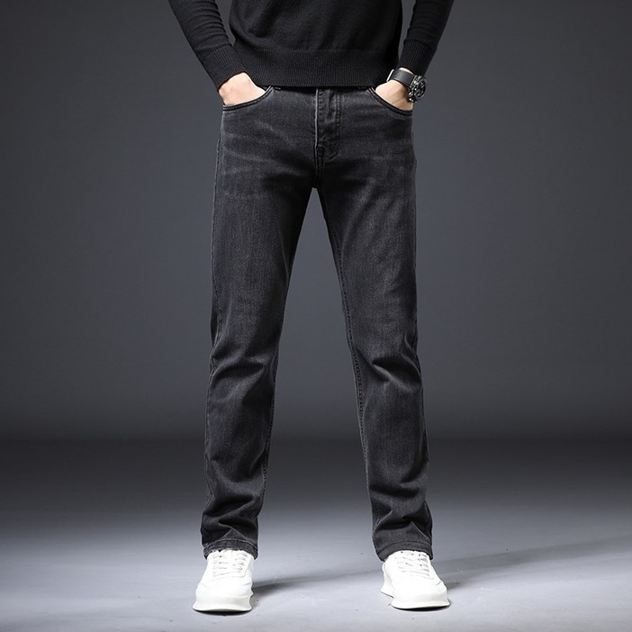 2022 년 봄과 가을 고품질 청바지 남성 젊은 스트레이트 슬림 새로운 트렌드 대형 캐주얼 스트레치 바지