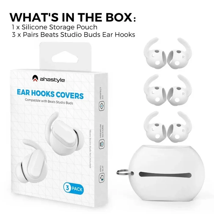 Beats Studio Buds 용 3 쌍 소프트 미끄럼 방지 이어팁 실리콘 이어 커버 패드 윙 후크 플러그 캡 헤드폰