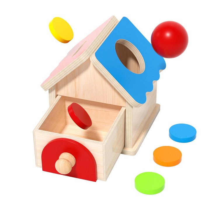 고려베이비 2in1 동전 공 넣기 박스 몬테소리 원목 장난감 교구, 2in1, 1개
