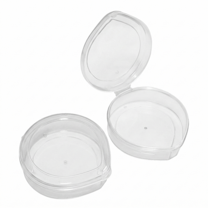 오늘의기분 투명 플라스틱 퍼프 케이스 물방울 악세사리 보관함, 2개, 8.1 X 7.7 X 2.6