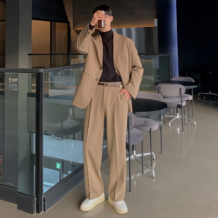 남자 오버핏 와이드 셋업 하객룩 결혼식복장 캐주얼정장 남자 오버핏 와이드 셋업 하객룩 결혼식복장 캐주얼정장