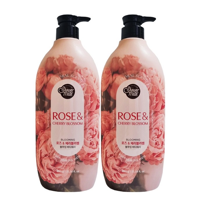 샤워메이트 내추럴 퍼퓸 바디워시 체리블라섬, 900g, 2개