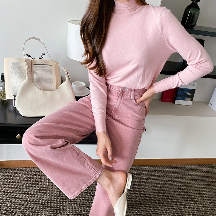 반목폴라 앙고라 반폴라니트 핫핑크 핑크 초록색 반목 초록 오렌지 민트