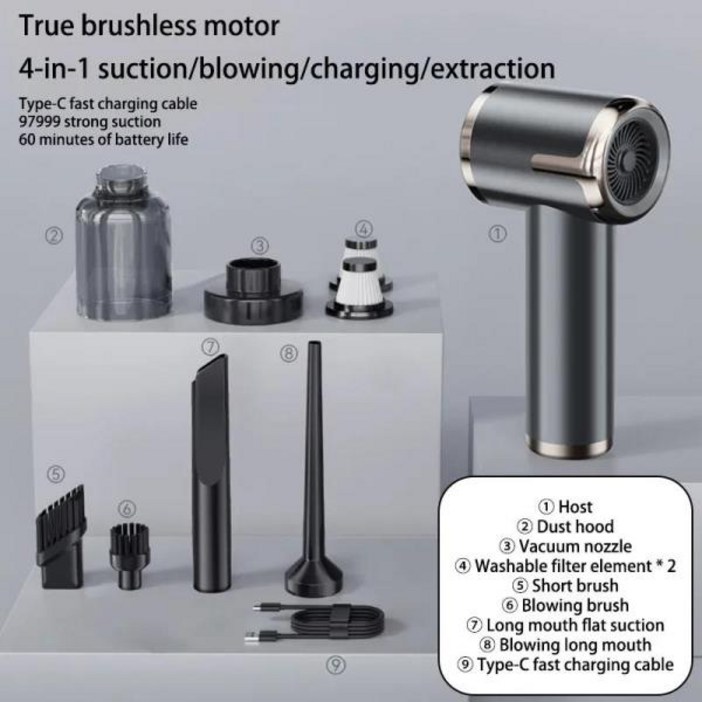 샤오미 자동차 진공 청소기, 1990000PA 강력한 휴대용 청소 기계, 가전 제품 무선 5 in 1