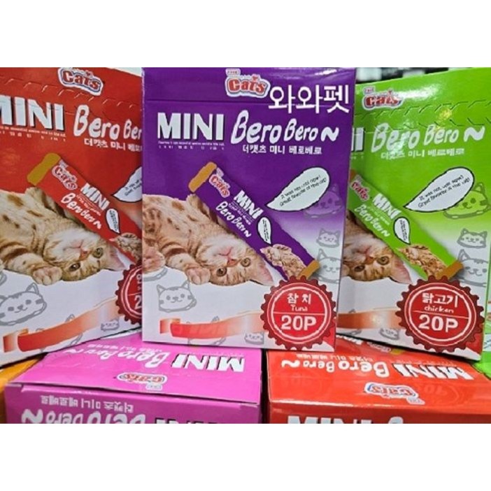 와와펫 더캣츠 미니베로베로20p 참치,연어,닭고기 3가지맛 고양이간식