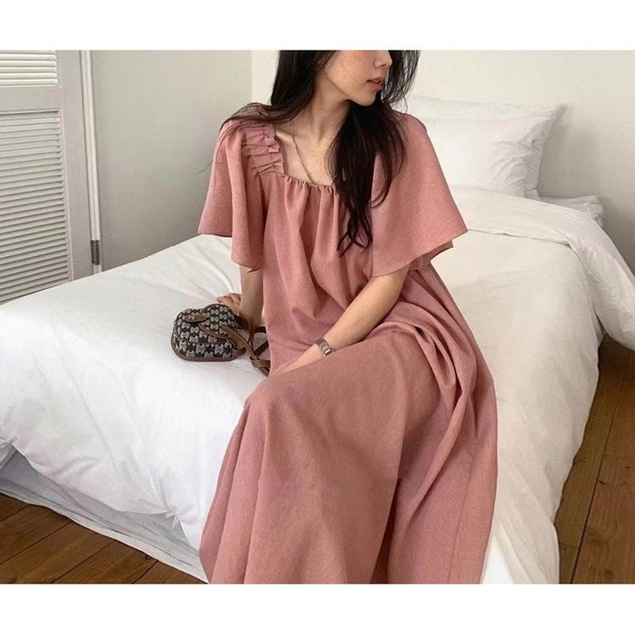 더블공주 여리여리 플레어 퍼프 롱 원피스