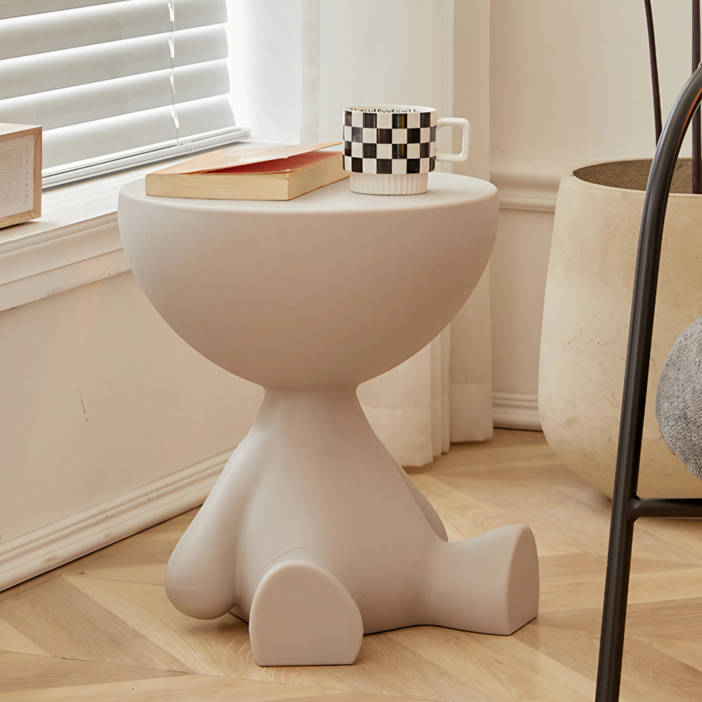 마일드하우스 귀여운 인형모양 수납 사이드 미니 테이블, 그레이