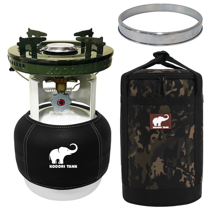 고화력 코돌이탱크 3kg LPG가스통 코돌이가방 캠핑용품세트, 3kg버너올리브그린링가드블랙워머코돌이가방, 1세트